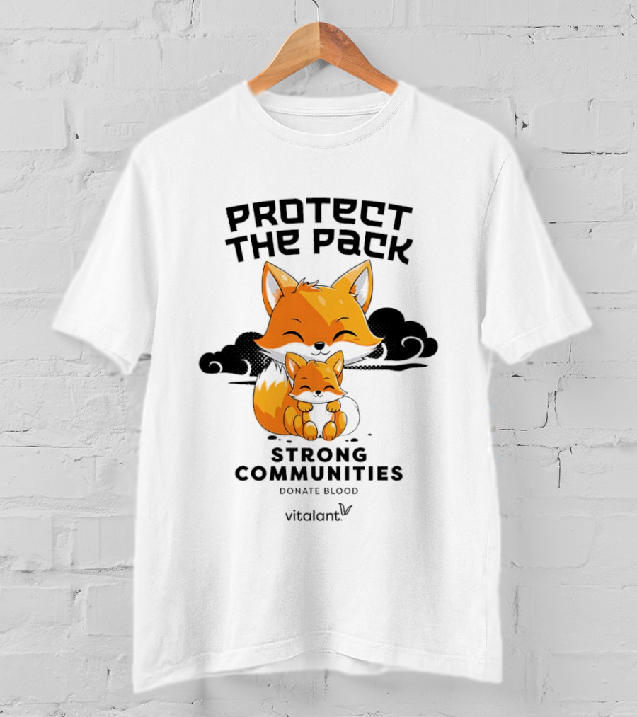 Protect The Pack Strong Communities Donate Blood Vitalant Fox Family T-Shirt