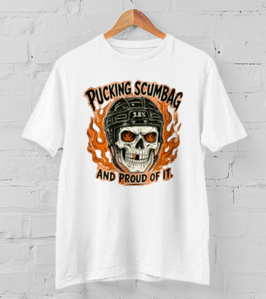 Pucking Scumbag Skull Helmet Flames Proud 38% T-Shirt