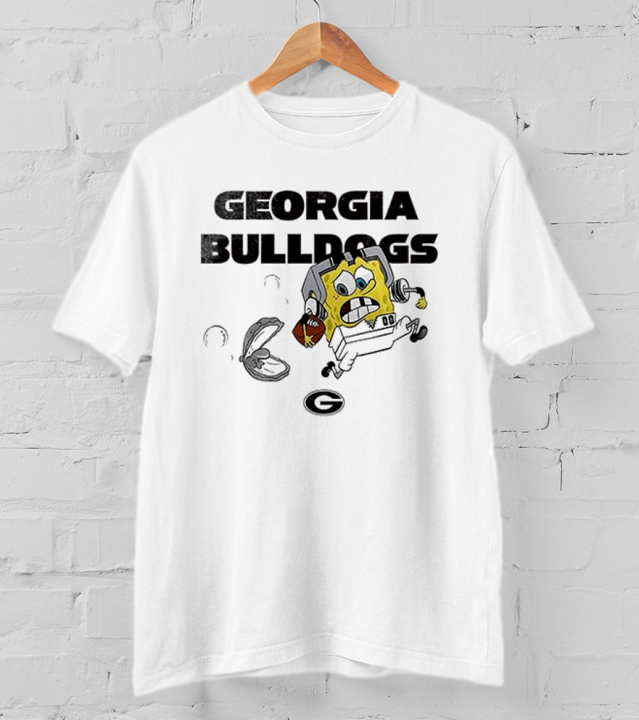 Georgia Bulldogs SquarePants Running October Baseball Fly The W T-Shirt