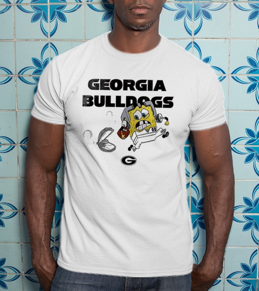 Georgia Bulldogs SquarePants Running October Baseball Fly The W T-Shirt