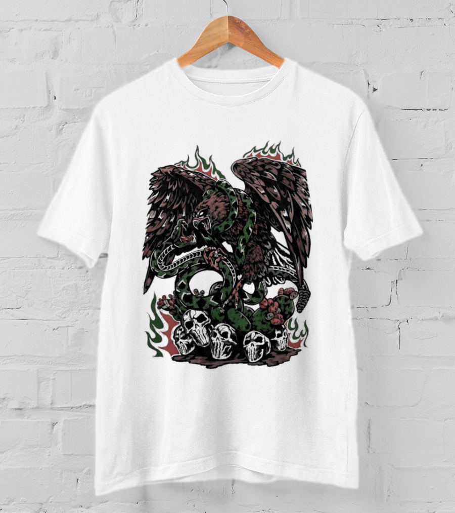 Warren Lotas Mexico Eagle Snake Cactus Flames T-Shirt