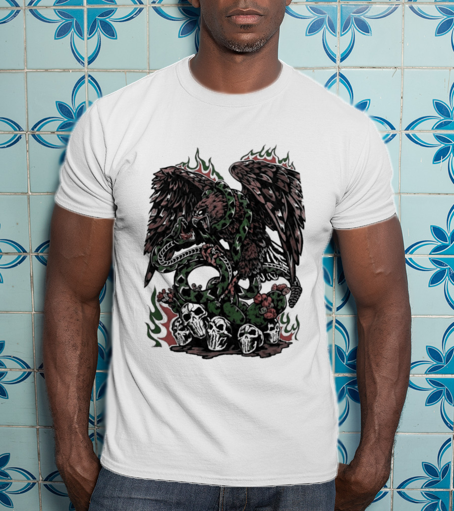 Warren Lotas Mexico Eagle Snake Cactus Flames T-Shirt