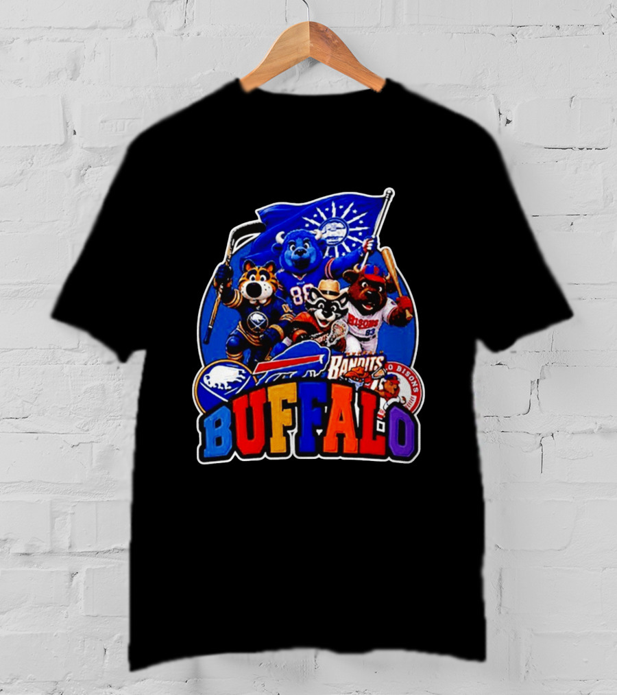 Buffalo Sabres Bills Bandits Bisons Mascot Squad T-Shirt