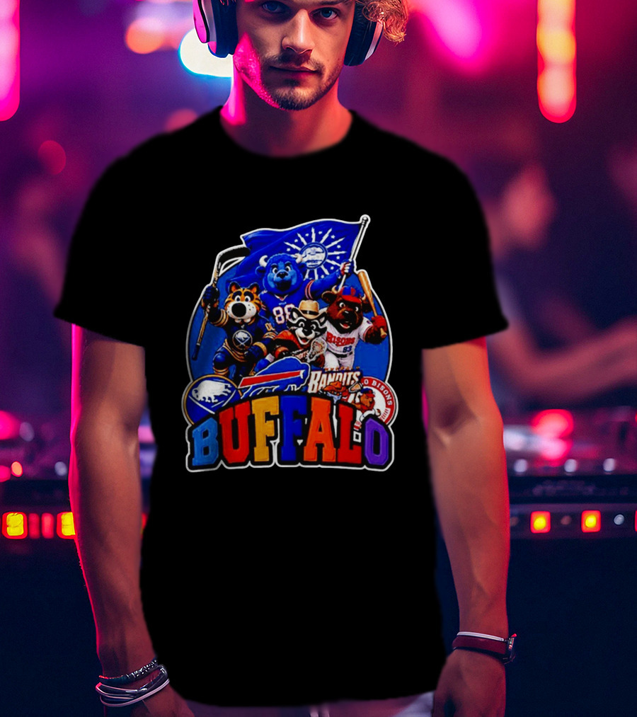 Buffalo Sabres Bills Bandits Bisons Mascot Squad T-Shirt