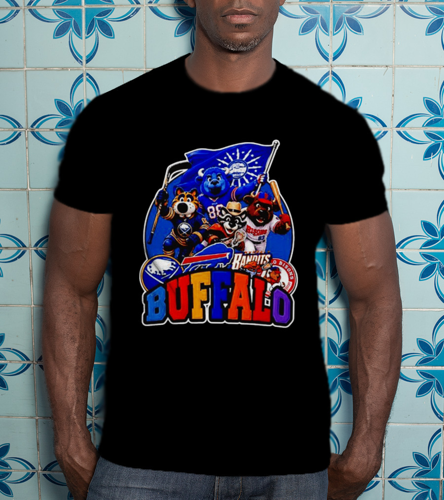Buffalo Sabres Bills Bandits Bisons Mascot Squad T-Shirt