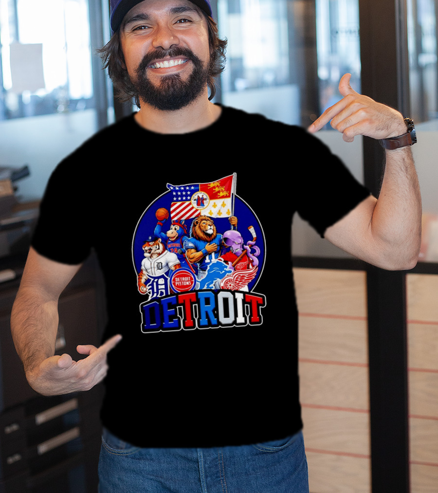 Detroit Pistons Tigers Lions Red Wings City Of Detroit Sports Mascots T-Shirt