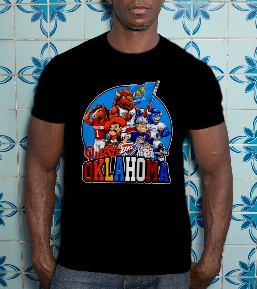 Oklahoma Sooners OSU OKC Thunder Drillers Oilers Mascots Collection T-Shirt