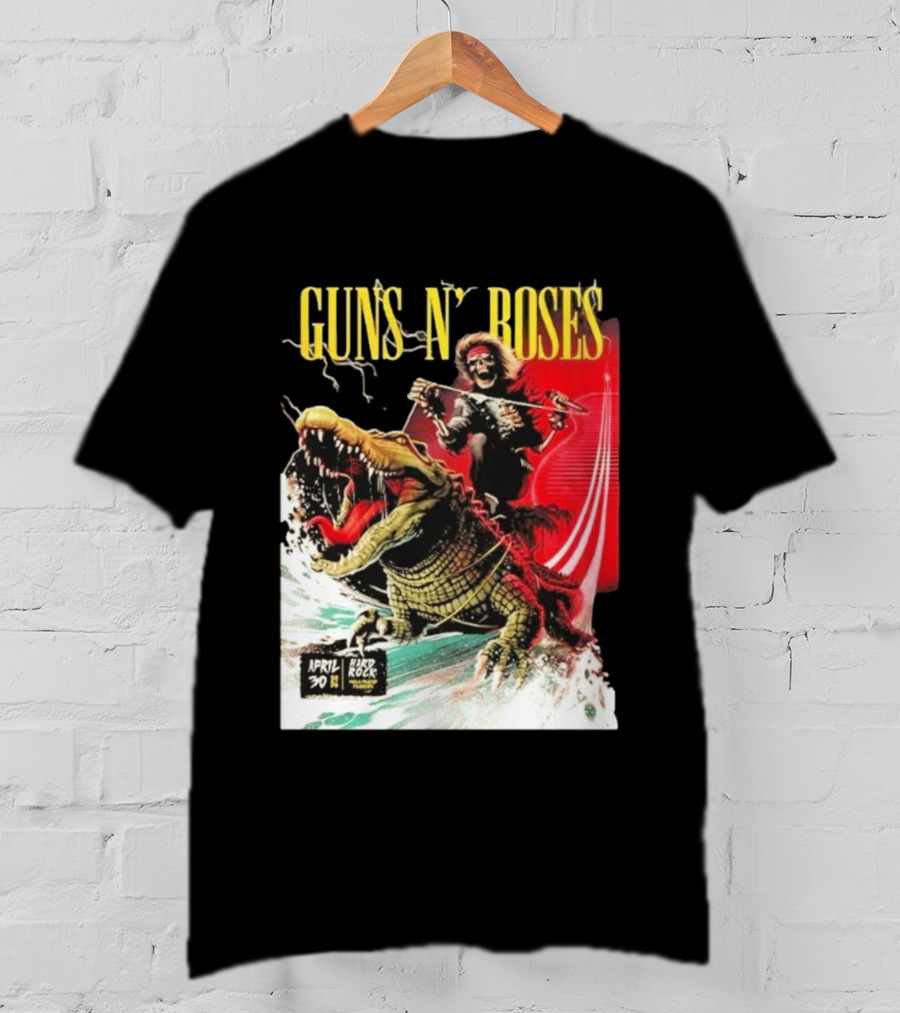 Guns N' Roses F1 Miami Grand Prix Florida 2026 Skeleton Rides Crocodile Hard Rock Live April 30 T-Shirt