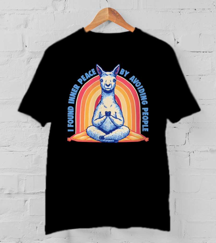 I Found Inner Peace By Avoiding People Meditating Llama Rainbow T-Shirt
