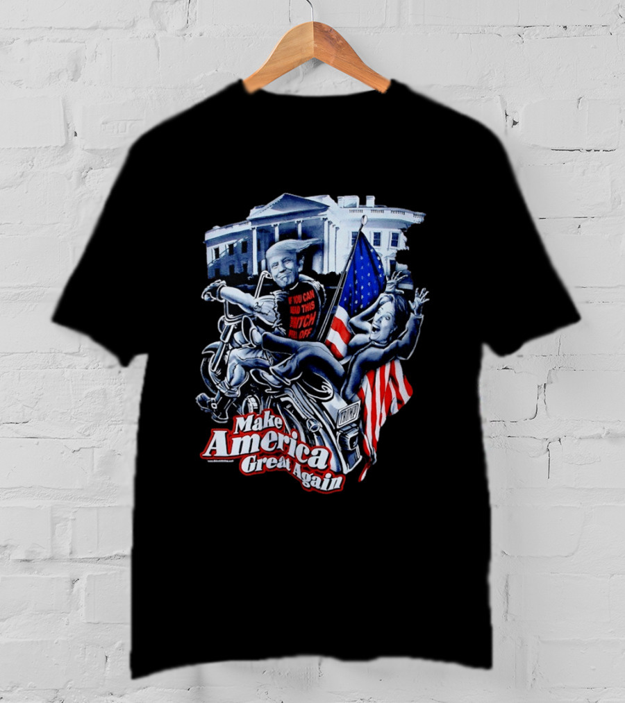 Make America Great Again Trump Motorcycle White House Flag T-Shirt
