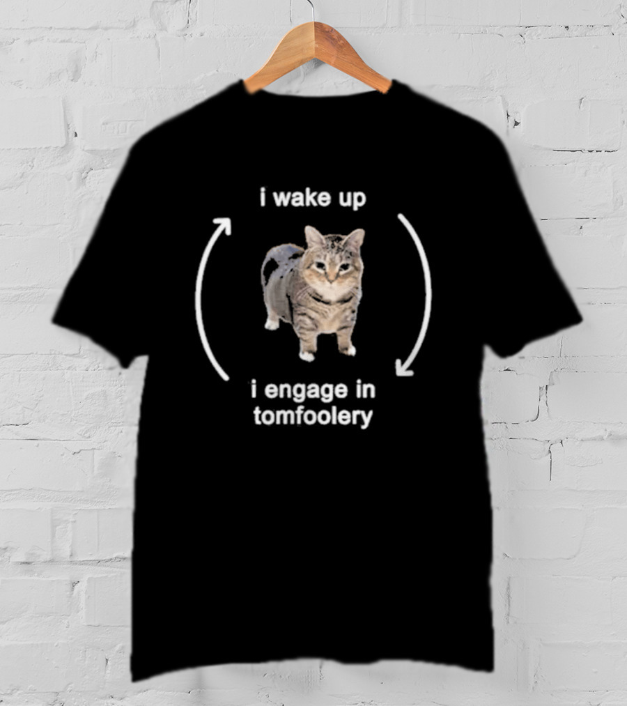 I Wake Up I Engage In Tomfoolery Cat T-Shirt