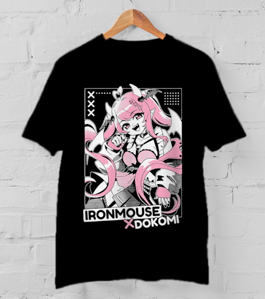 Ironmouse X Dokomi Exclusive Anime Pink Aesthetic T-Shirt