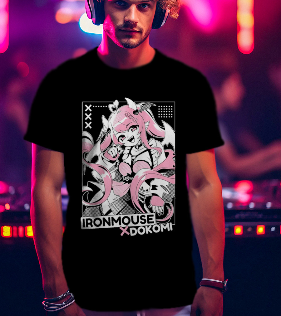 Ironmouse X Dokomi Exclusive Anime Pink Aesthetic T-Shirt