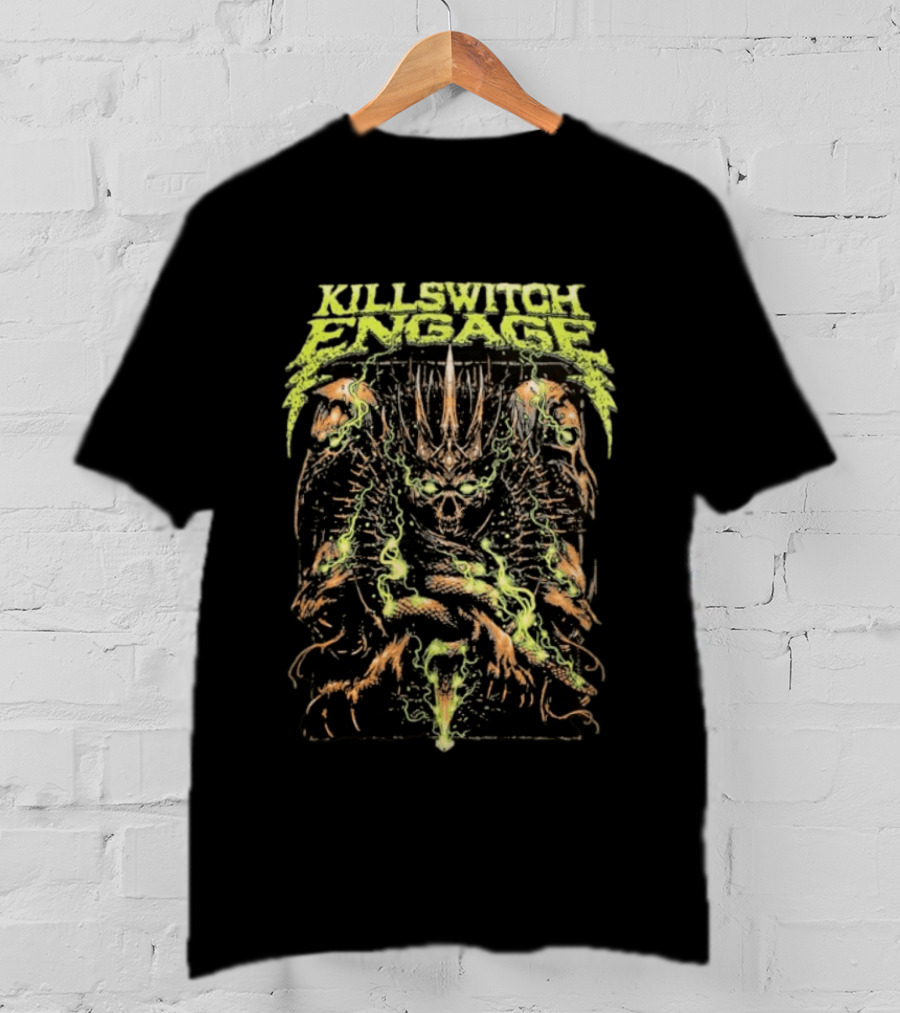Killswitch Engage Skullcrown Spiked Skull With Green Flames T-Shirt