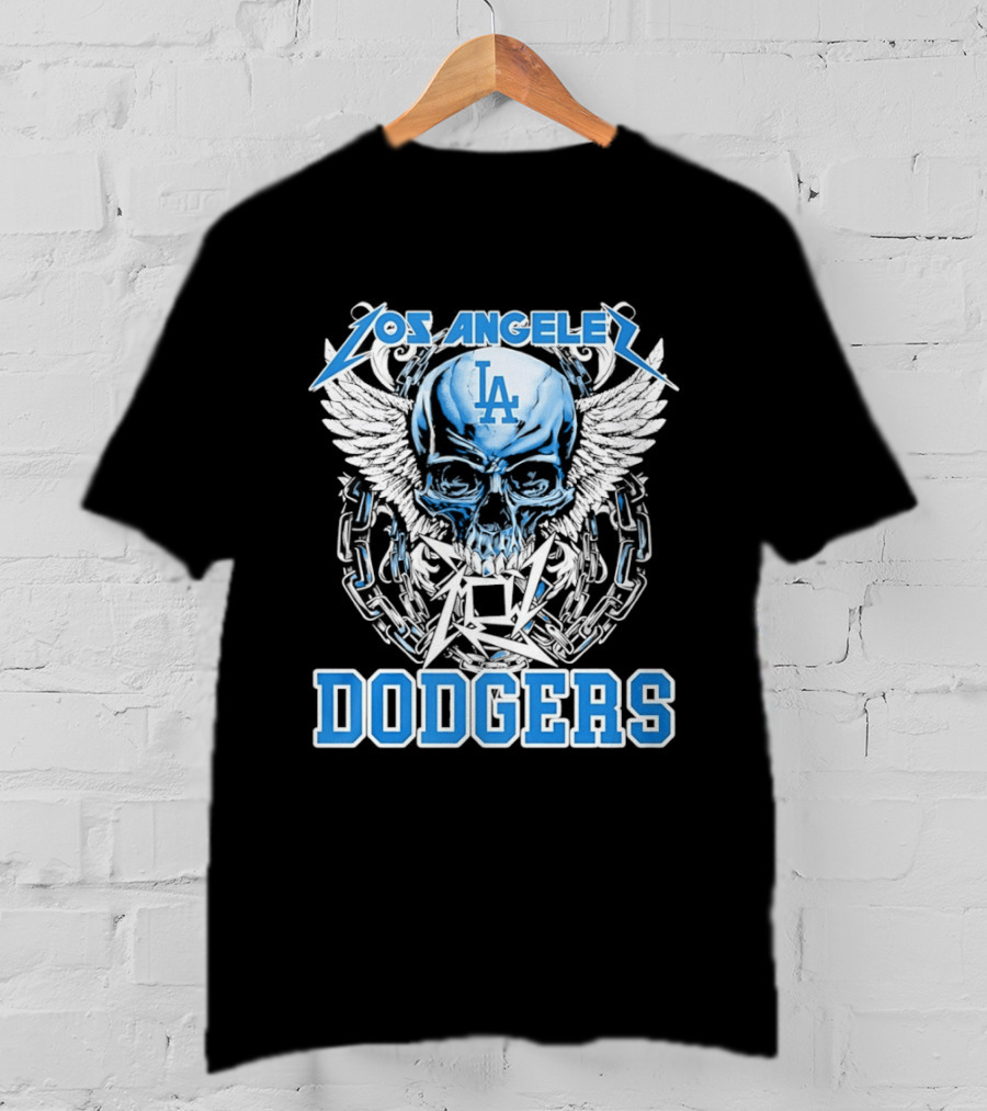 Los Angeles Dodgers Skull Wings And Chains T-Shirt