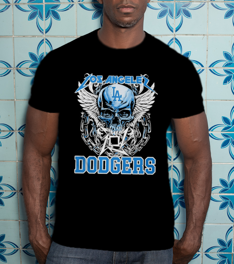 Los Angeles Dodgers Skull Wings And Chains T-Shirt