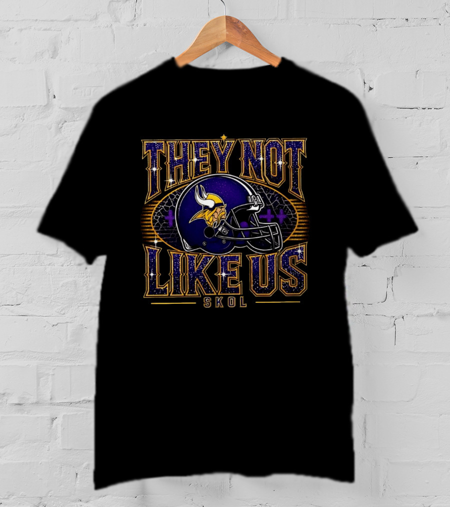 Minnesota Vikings They Not Like Us SKOL Helmet Twinkle T-Shirt