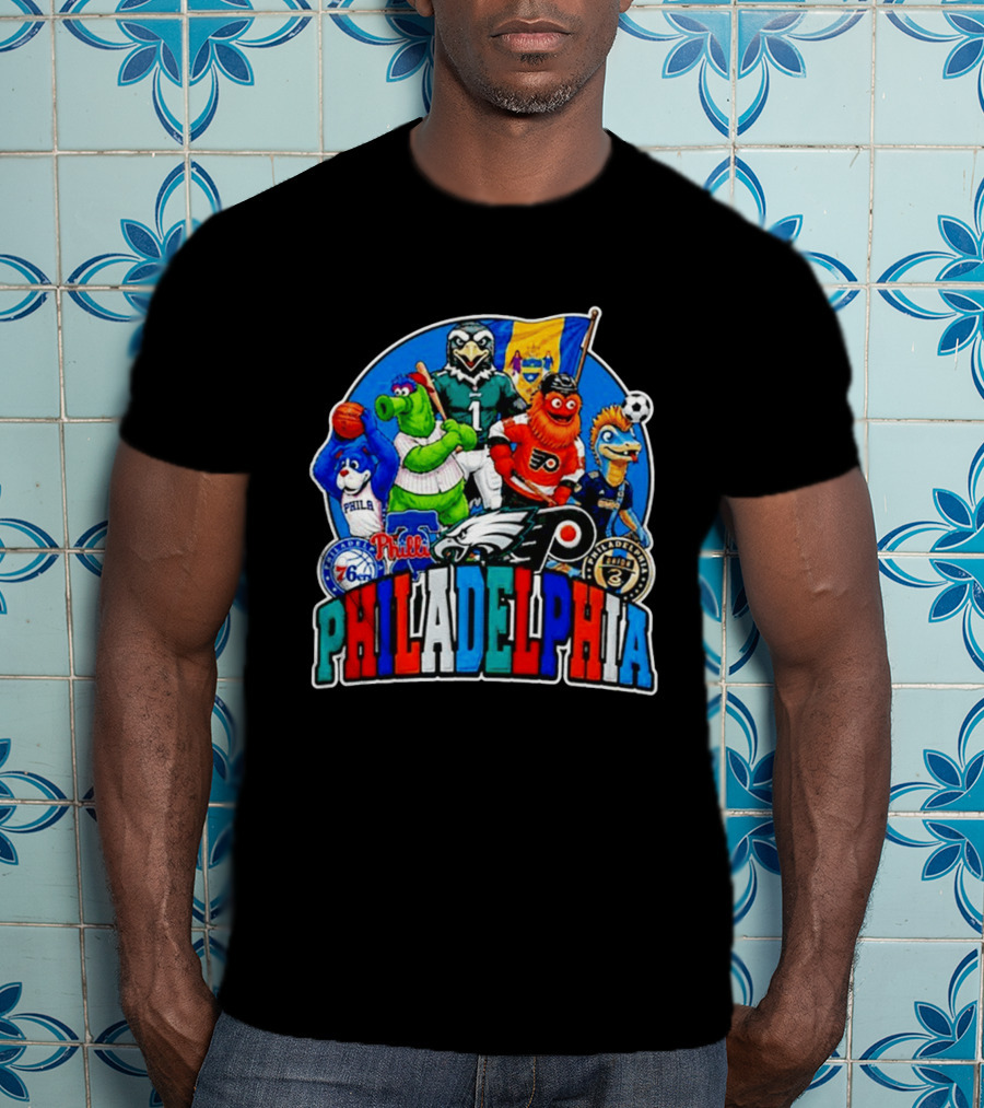 Philadelphia Philly Teams Mascot Eagles Flyers Phillies Sixers Union 76ers T-Shirt