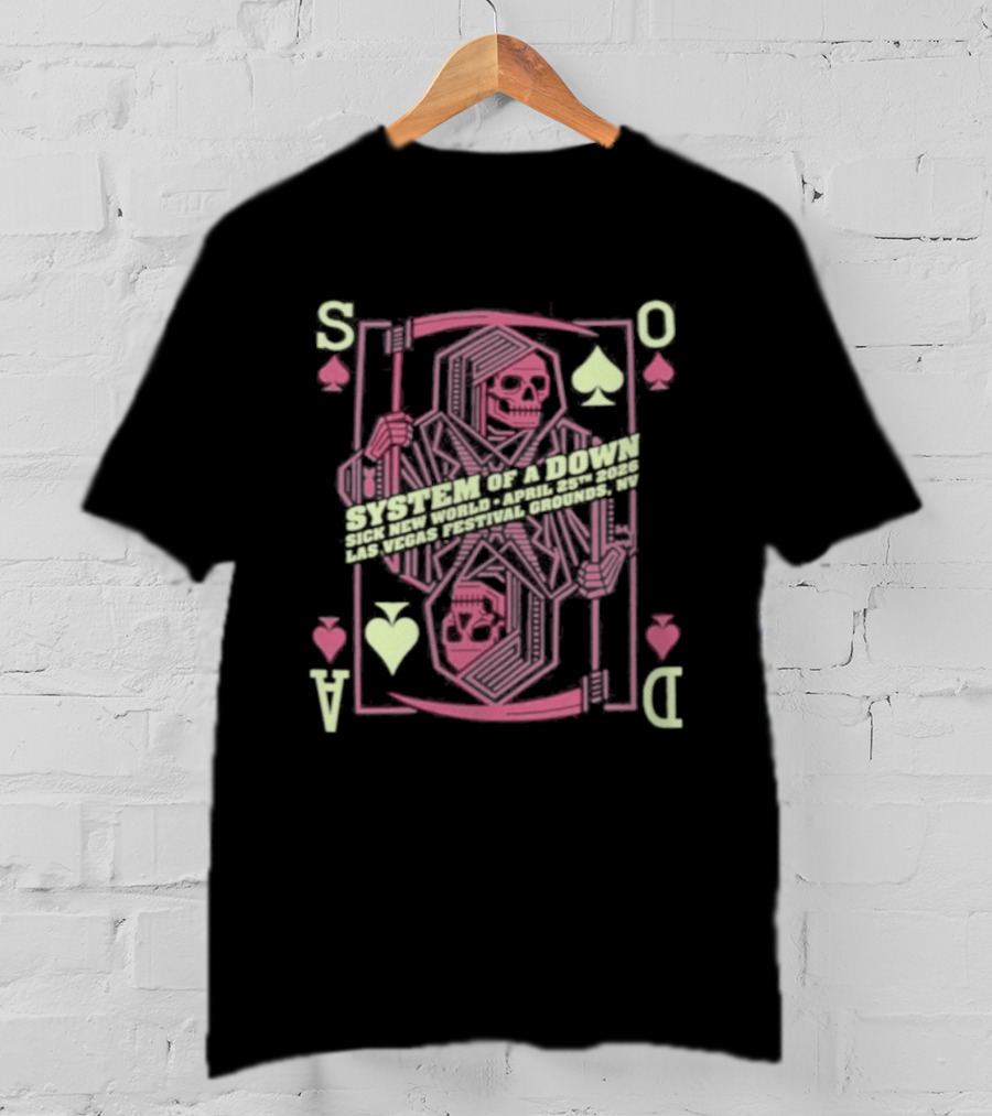 SOAD April 25th 2026 Las Vegas Playing Card Skull T-Shirt