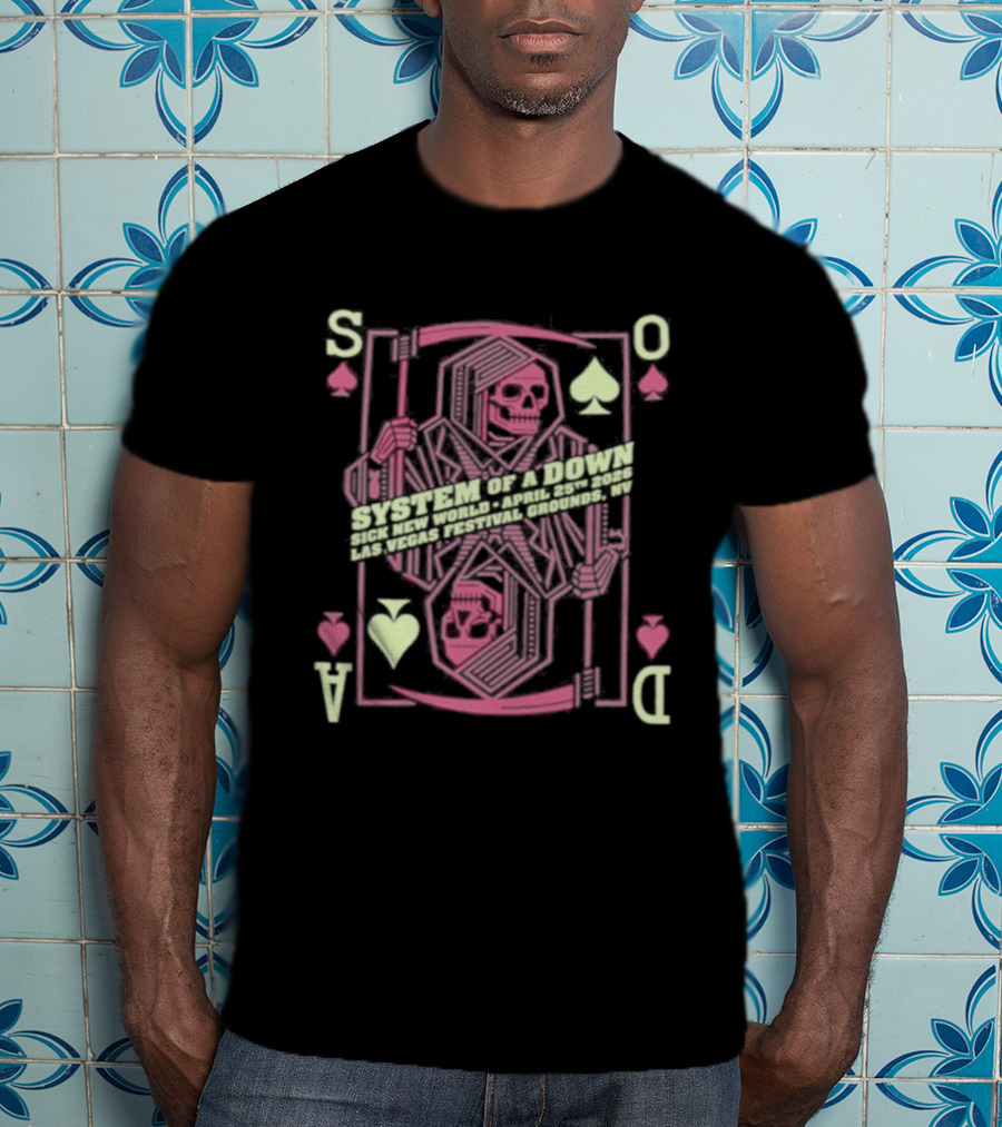 SOAD April 25th 2026 Las Vegas Playing Card Skull T-Shirt