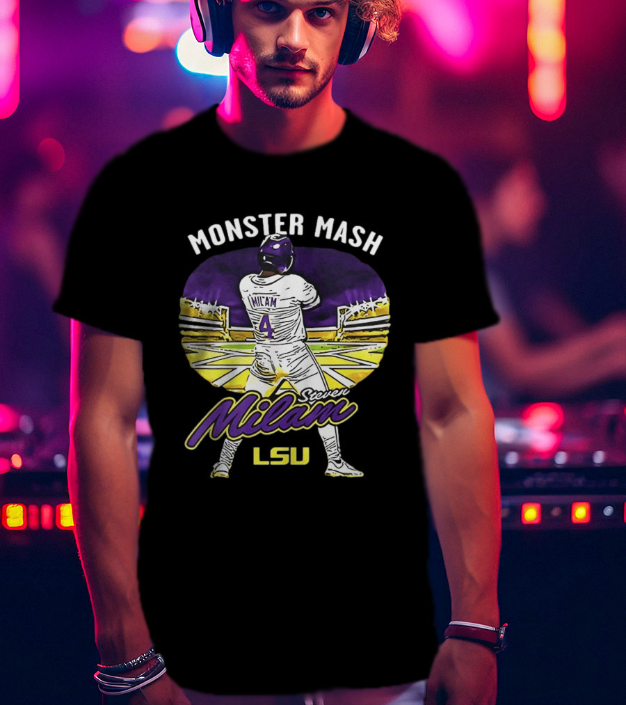 Monster Mash Steven Milam LSU Tigers Caricature NIL T-Shirt