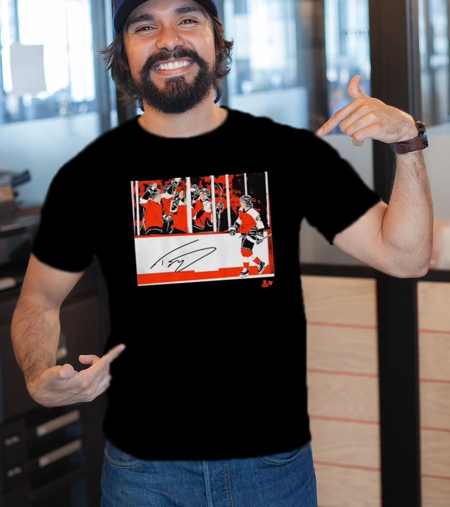 Trevor Zegras Penalty Box Celebration Hockey Art Signature Number 46 T-Shirt