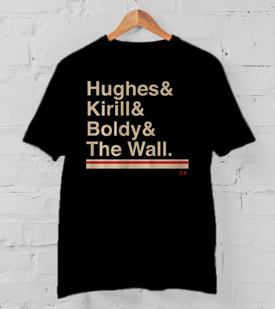Hughes Kirill Boldy The Wall Minnesota Hockey Ampersand T-Shirt