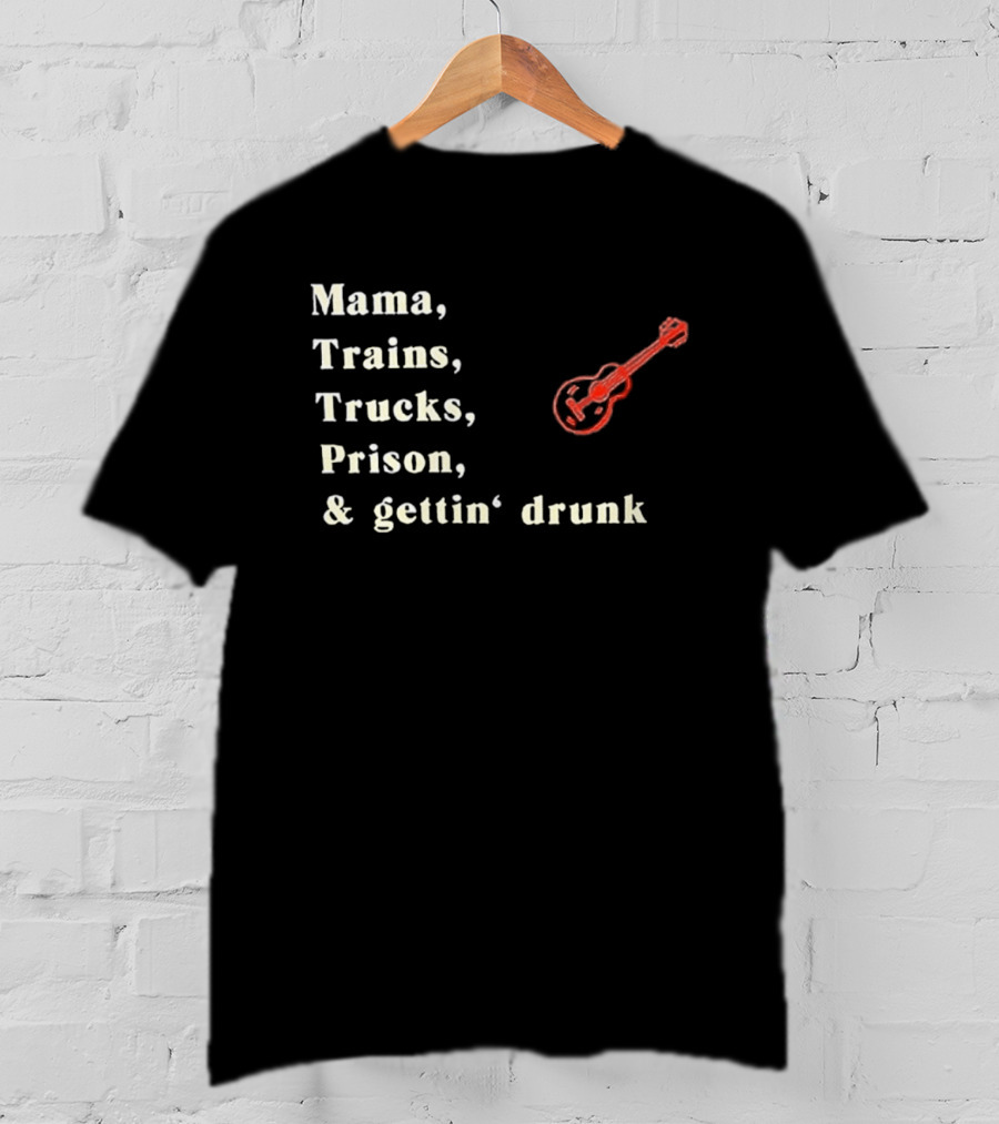 David Allan Coe Mama Trains Trucks Prison Getting Drunk Legend With Guitar T-Shirt