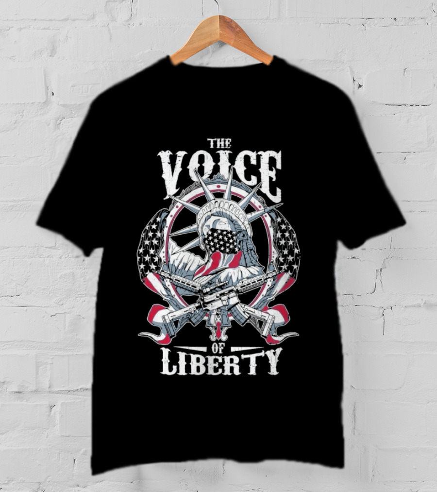 The Voice Of Liberty 2026 Patriotic Emblem Statue And Flag T-Shirt