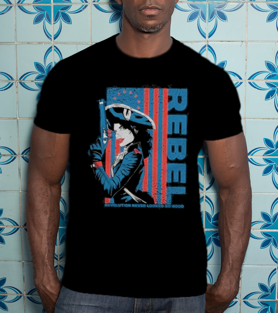 Women's Rebel Revolution Never Looked So Good Slim Fit 2026 American Flag Soldier T-Shirt