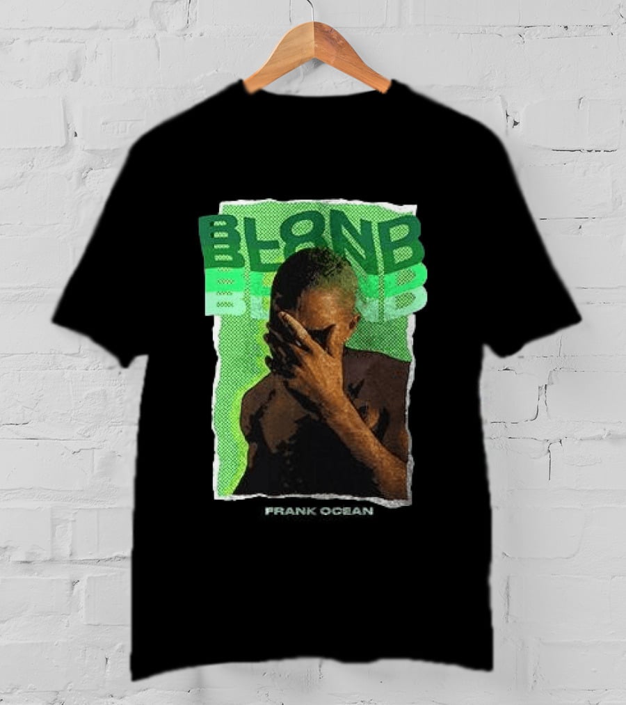 BLOND Frank Ocean Album Cover Art With Green Text And Contemplative Pose T-Shirt