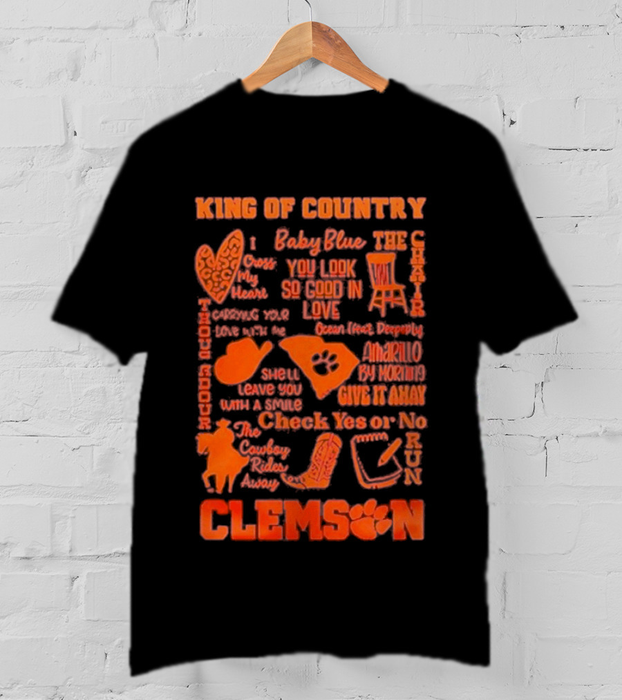 King Of Country Clemson Tigers Baby Blue Amarillo Check Yes Or No T-Shirt