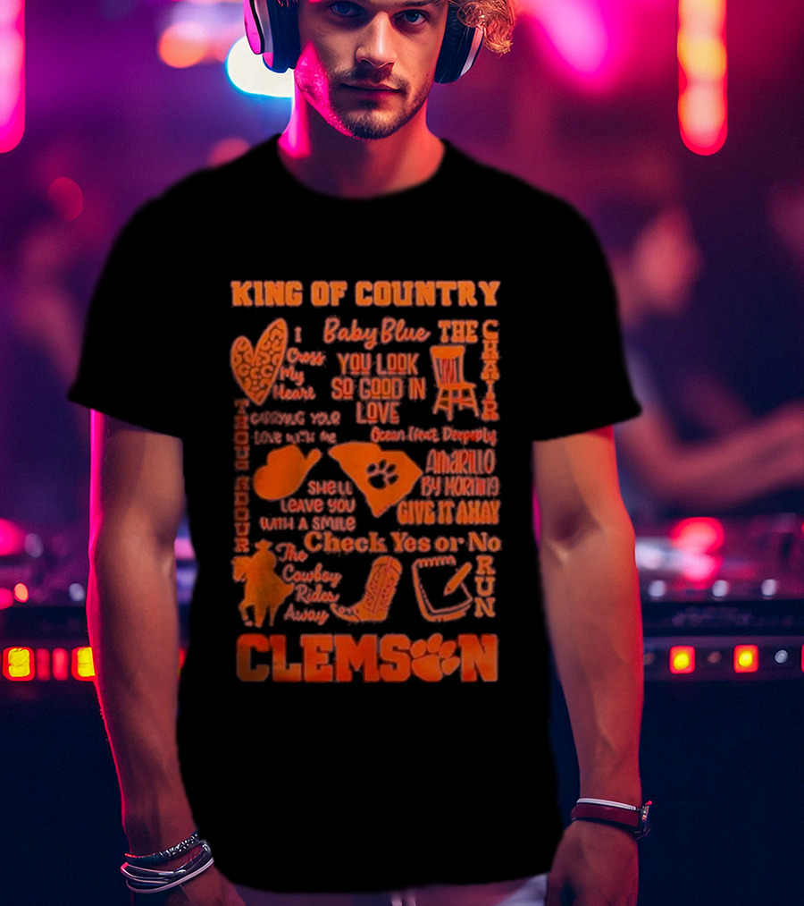 King Of Country Clemson Tigers Baby Blue Amarillo Check Yes Or No T-Shirt