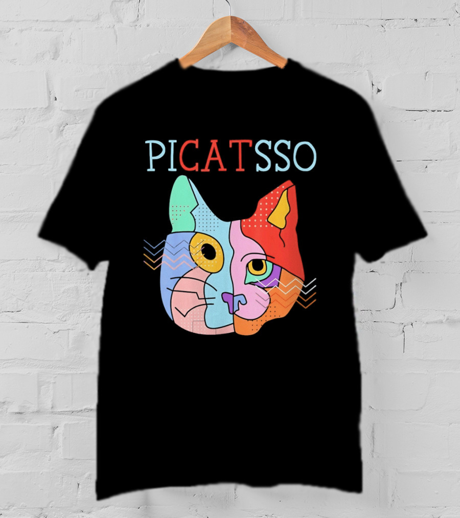 Picatsso Cat Colorful Cubist Style Artistry T-Shirt