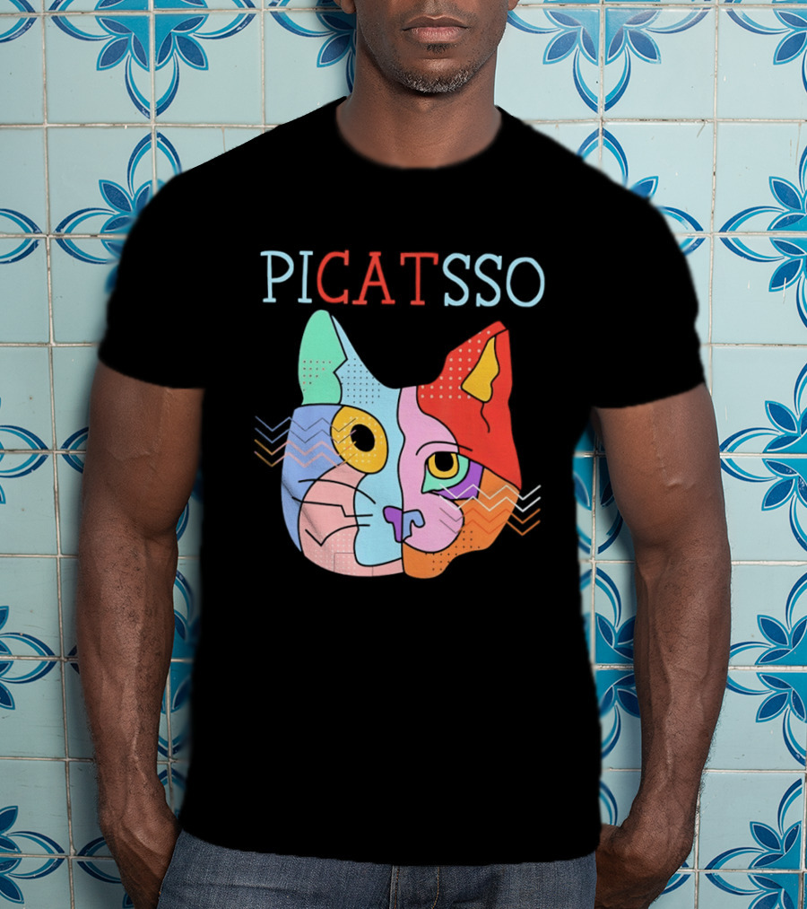 Picatsso Cat Colorful Cubist Style Artistry T-Shirt