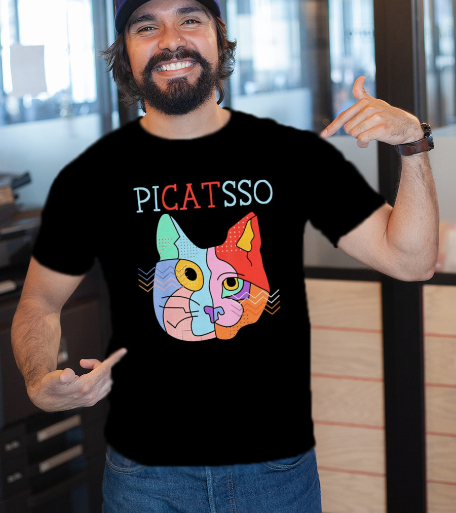 Picatsso Cat Colorful Cubist Style Artistry T-Shirt