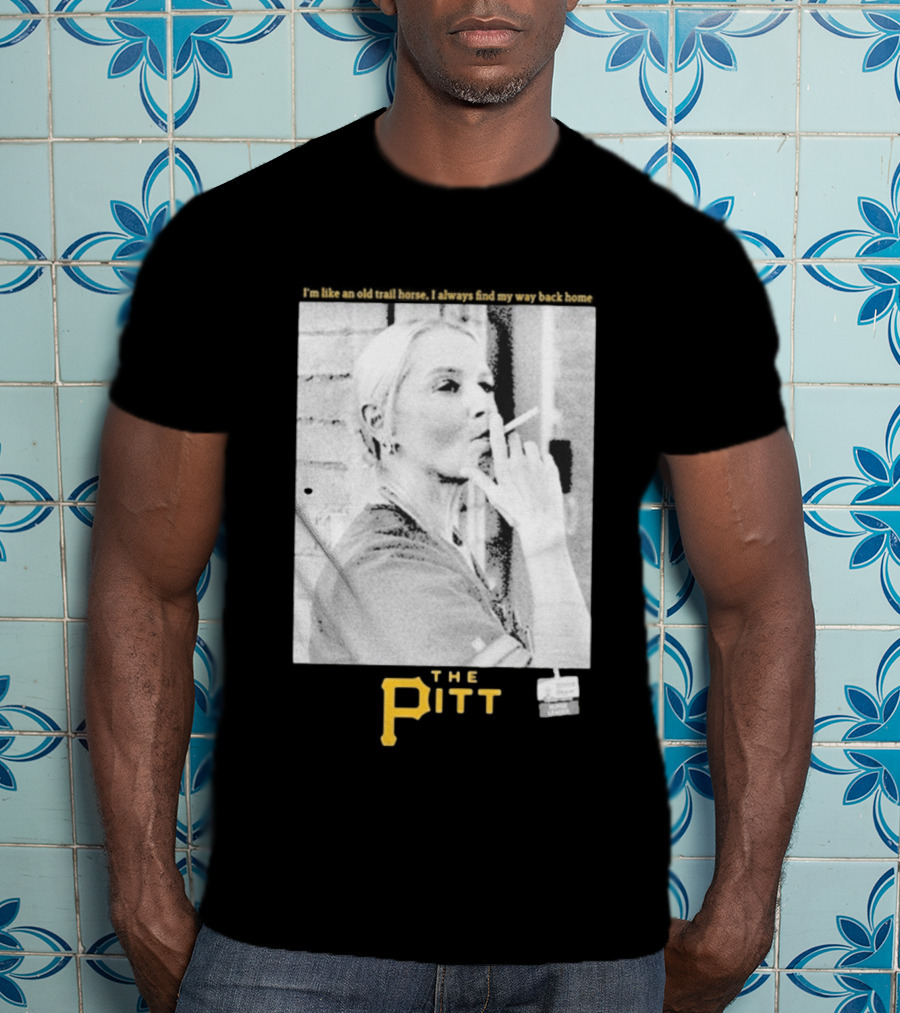 The Pitt Smoking Nurse Nostalgia Black And White Image T-Shirt
