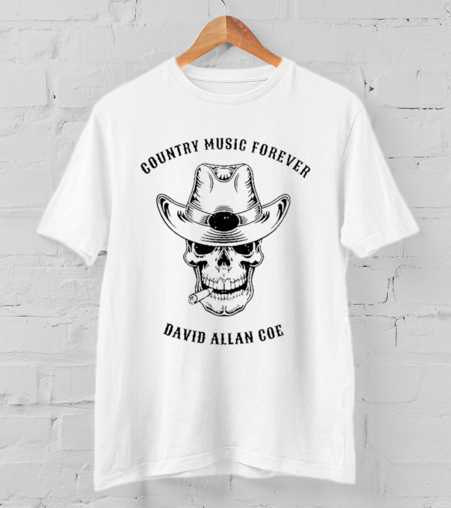 Country Music Forever David Allan Coe Cowboy Skull T-Shirt