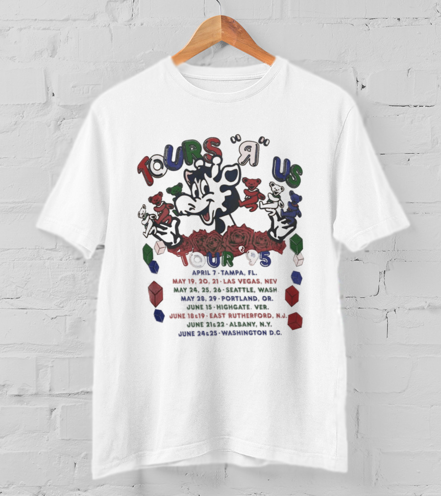 Grateful Dead 1995 Tours R US Tampa Las Vegas Seattle Portland Washington D.C. Rare T-Shirt