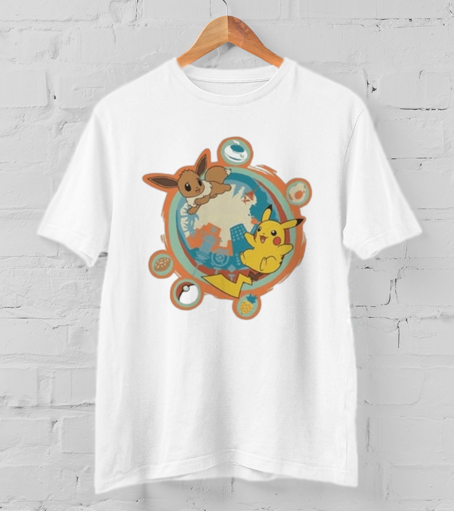 Pokémon GO 10th Anniversary Pikachu Eevee Celebration With Poké Ball And Elemental T-Shirt