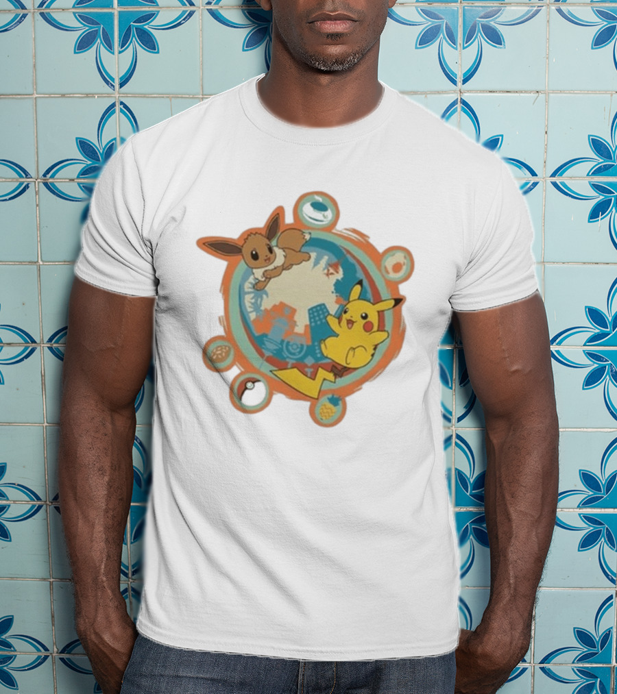 Pokémon GO 10th Anniversary Pikachu Eevee Celebration With Poké Ball And Elemental T-Shirt