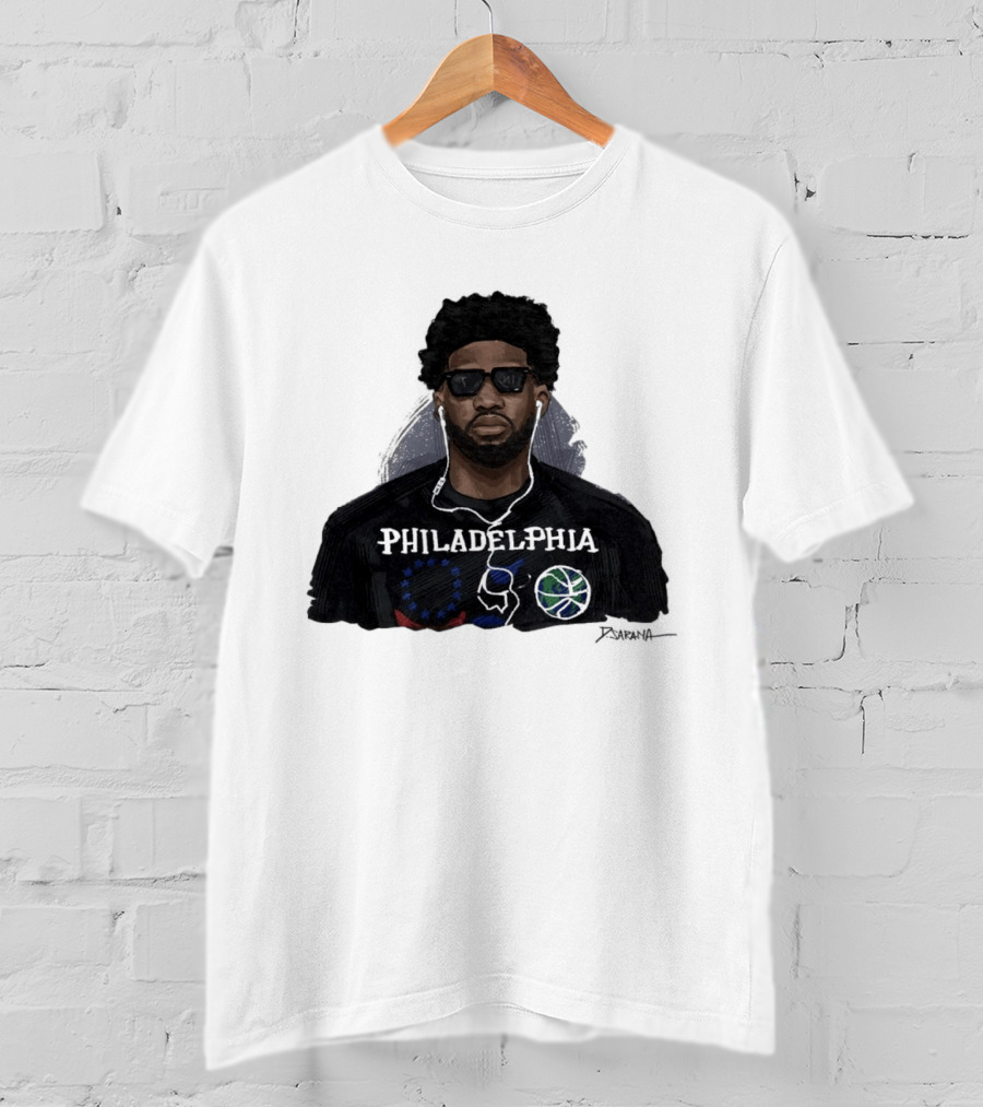 Philadelphia Basketball Sixers Joel Embiid Artwork By D. Sarana T-Shirt