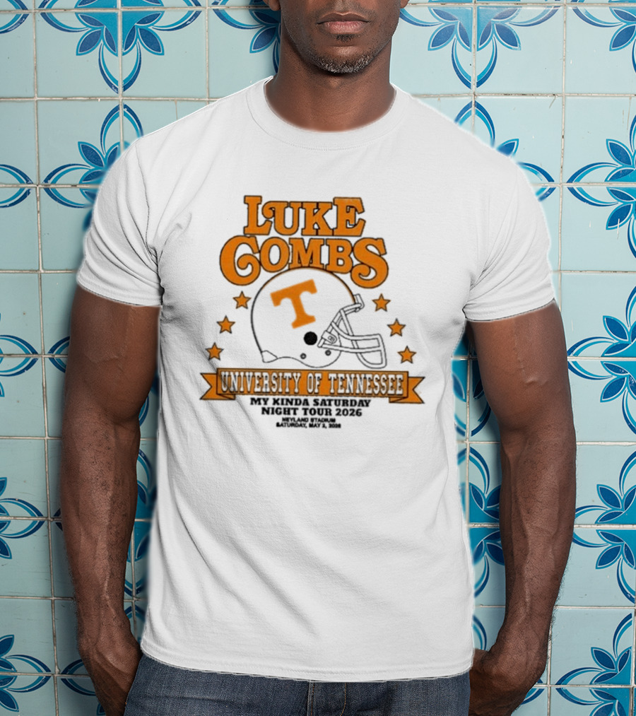 Luke Combs Neyland 05.02.2026 University Of Tennessee Football Helmet Stars Orange T-Shirt