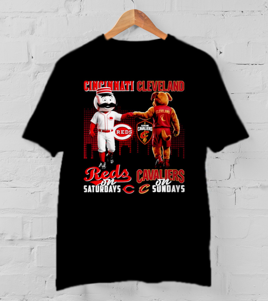 Cincinnati Reds Saturdays Vs Cleveland Cavaliers Sundays Skyline T-Shirt