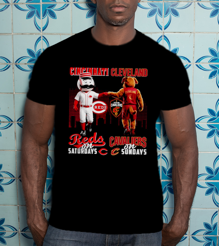 Cincinnati Reds Saturdays Vs Cleveland Cavaliers Sundays Skyline T-Shirt