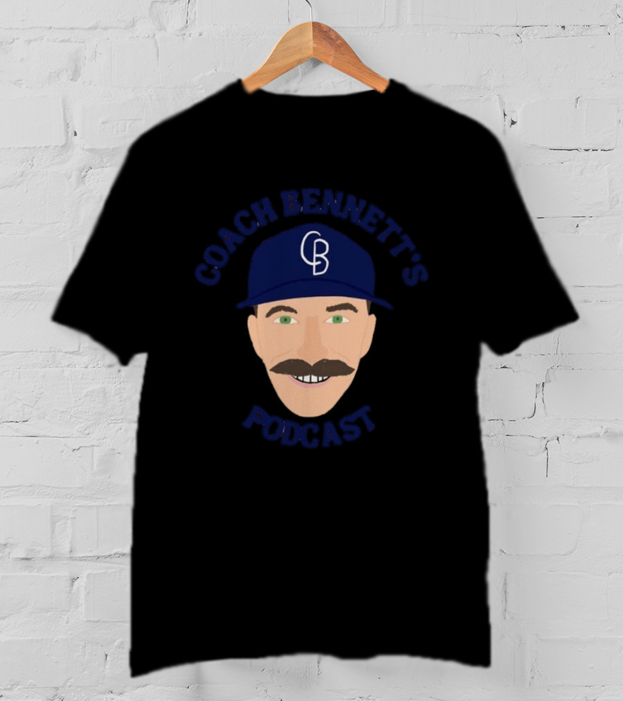 Coach Bennett's Podcast CB Hat Mustache Face T-Shirt