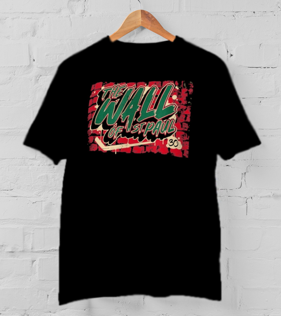 The Wall Of St. Paul Hockey Brick Design Bold Text 30 T-Shirt