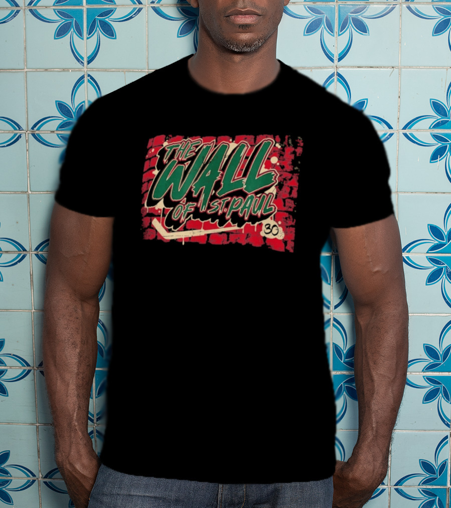 The Wall Of St. Paul Hockey Brick Design Bold Text 30 T-Shirt