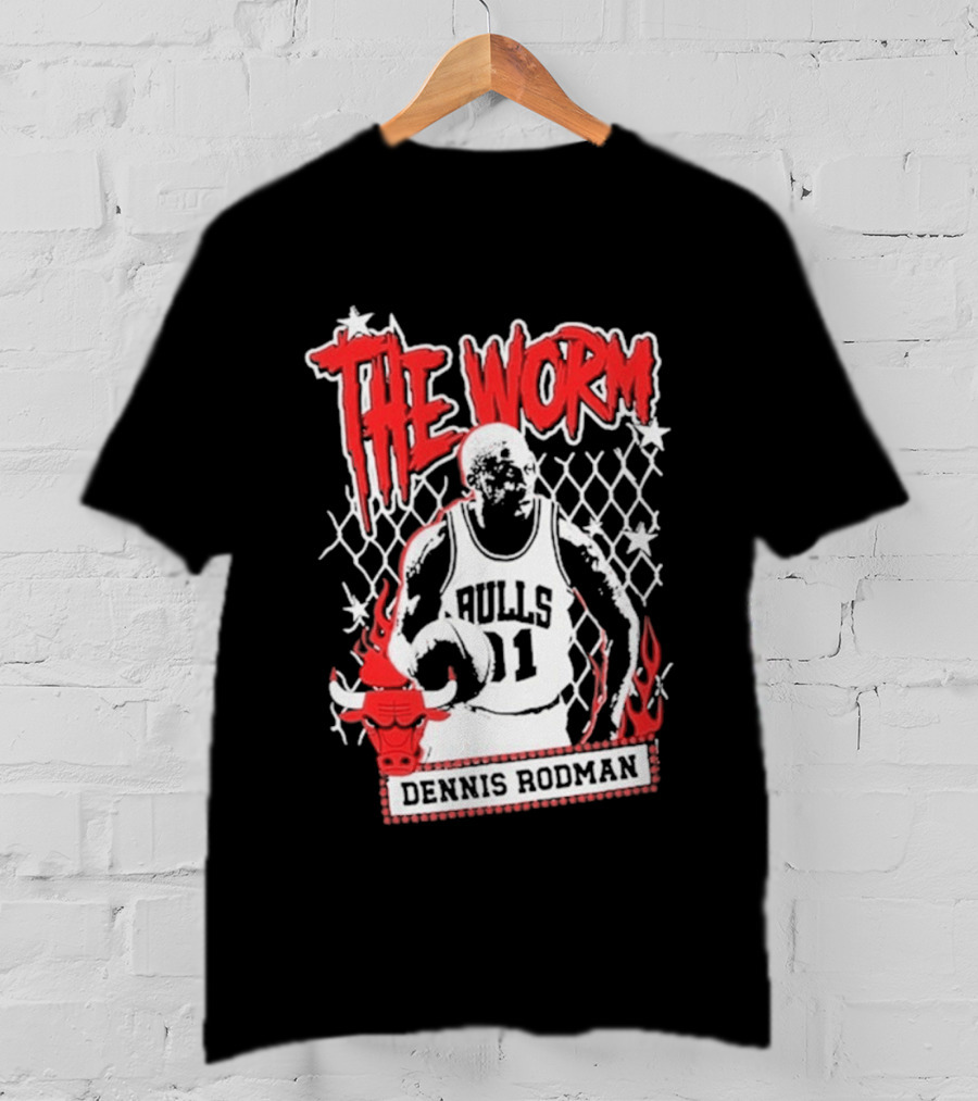 The Worm Dennis Rodman Bulls 91 Mitchell Ness NBA Street Player Chicago T-Shirt
