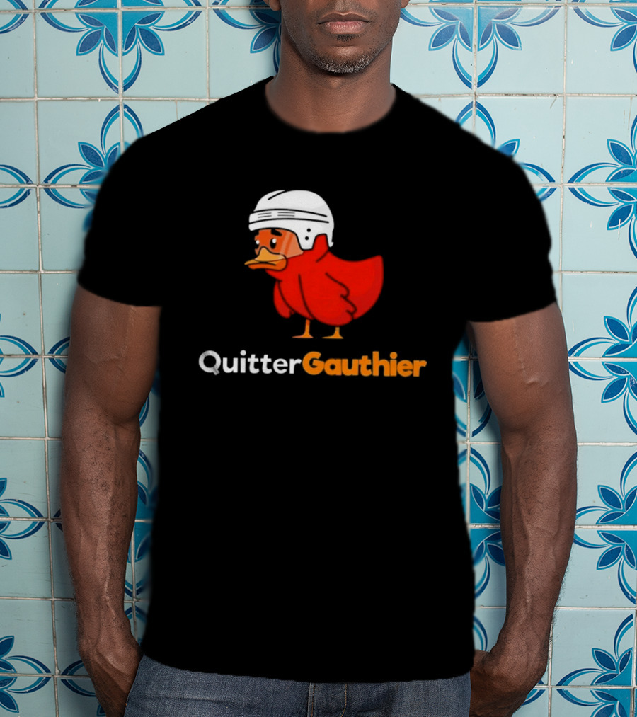 Philadelphia Flyers Quitter Gauthier 2026 NHL Hockey Controversial Helmeted Duck T-Shirt